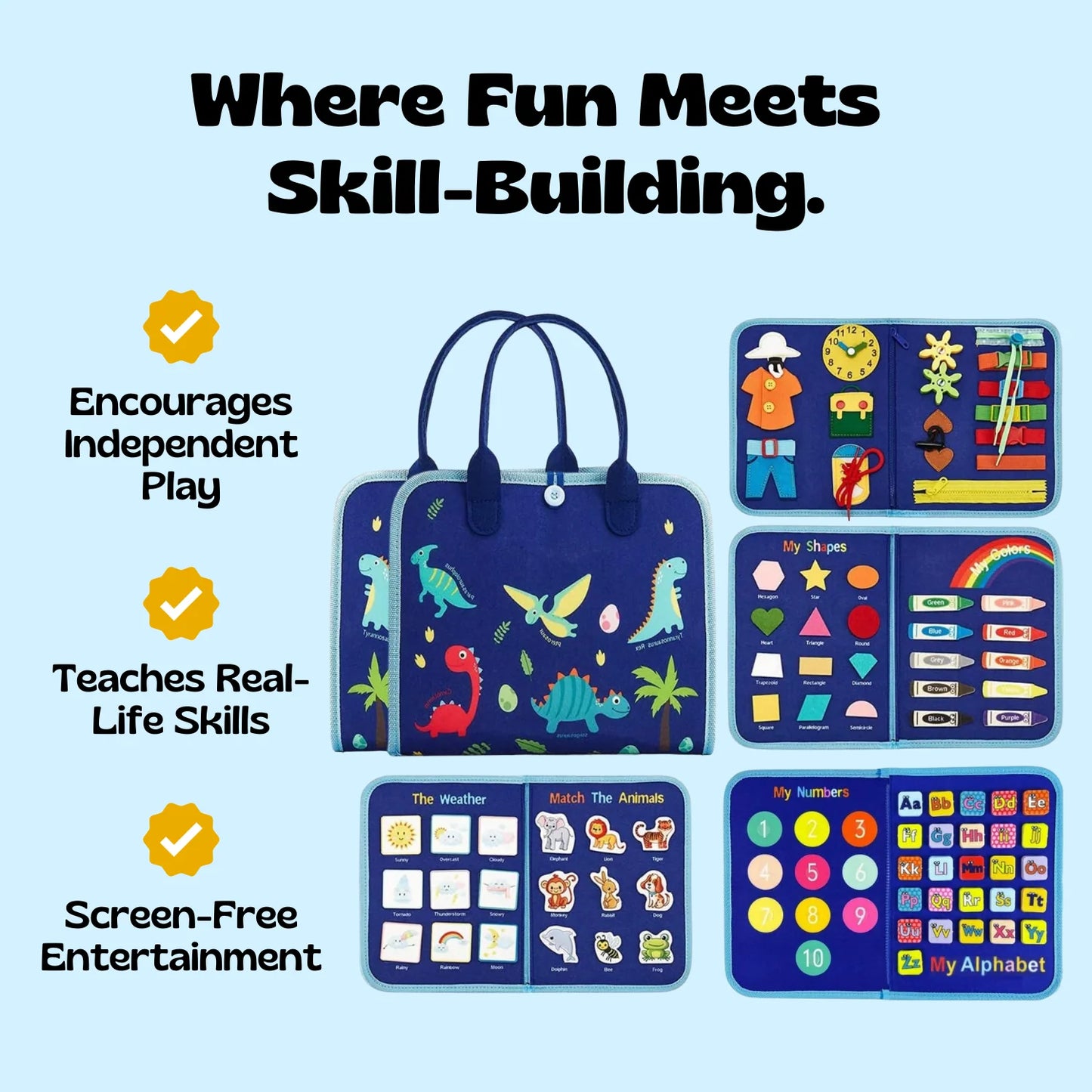 Vensonic™ 8 In 1 Montessori Busy Board